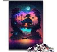 The Hut on The Island Jigsaws 1000 Pieces for Adults Challenging Puzzles Interactive Family Game, DIY Home Decor Brain Challenge Gift size 50x75cm
