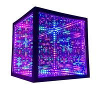 The Hyperspace Lighting Company HyperCube Infinity Cube LED Light - 10-Inch Sound Reactive Table Desktop Lamp - Cool & Creative RGB Multicolor Decorative Mirror Art Desk Night Light