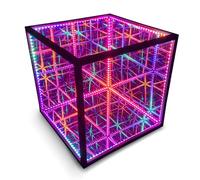 The Hyperspace Lighting Company HyperCube Infinity Cube LED Light - 15-Inch Sound Reactive Table Desktop Lamp - Cool & Creative RGB Multicolor Decorative Mirror Art Desk Night Light
