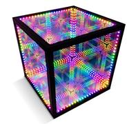 The Hyperspace Lighting Company HyperCube Infinity Cube LED Light - 15-Inch Sound Reactive Table Desktop Lamp - Cool & Creative RGB Multicolor Decorative Mirror Art Desk Night Light