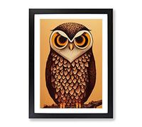 The Hypnotic Owl Framed Wall Art Print A2 Black