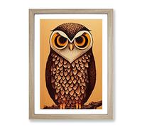 The Hypnotic Owl Framed Wall Art Print A2 Oak