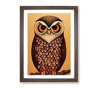 The Hypnotic Owl Framed Wall Art Print A2 Walnut