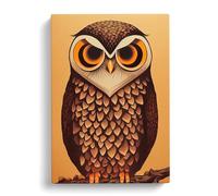 The Hypnotic Owl Purple Orange Peach Canvas Wall Art Print 30x20 Inch