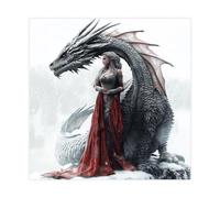 The Ice Queen And The Dragon Canvas Poster Bedroom Decor Landscape Office Room Decor Gift 12x12inch(30x30cm)