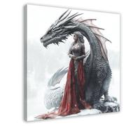 The Ice Queen And The Dragon Canvas Poster Bedroom Decor Landscape Office Room Decor Gift 16x16inch(40x40cm)