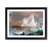 The Icebergs By Frederic Edwin Church Classic Painting Framed Wall Art Print, Ready to Hang Picture for Living Room Bedroom Home Office Décor, Black A4 (34 x 25 cm)