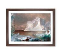 The Icebergs By Frederic Edwin Church Classic Painting Framed Wall Art Print, Ready to Hang Picture for Living Room Bedroom Home Office Décor, Walnut A4 (34 x 25 cm)