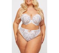 Ann Summers The Icon Fuller Bust Padded Plunge Bra Embellished, 44F, White - Stretch lace complete with sequin embellishment