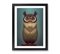 The Iconic Owl Framed Print | A3 Black Framed Wall Art | Ready to Hang | Modern Animal Picture | Living Room Bedroom Lounge Office