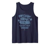 The Iconic VW Camper Van Clearwater Beach Florida Tank Top, Men, Navy Blue, Medium
