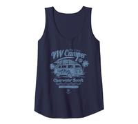 The Iconic VW Camper Van Clearwater Beach Florida Tank Top, Women, Navy Blue, Medium