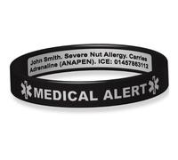 The ID Band Company Deluxe Engraveable Silicone Bracelet (Inside Engraving) Black Medium 19cm