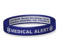 The ID Band Company Deluxe Engraveable Silicone Bracelet (Inside Engraving) Blue Small 17.8cm