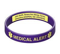 The ID Band Company Deluxe Engraveable Silicone Bracelet (Inside Engraving) Purple Toddler 14cm