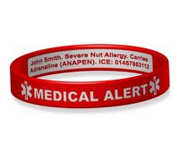 The ID Band Company Deluxe Engraveable Silicone Bracelet (Inside Engraving) Red Toddler 14cm