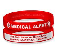 The ID Band Company Deluxe Engraveable Silicone Bracelet (Small 18cm, Red)