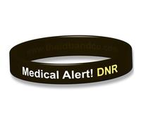 The ID Band Company Medical Alert! DNR Silicone Wristband - 18cm - Black IDBDNR