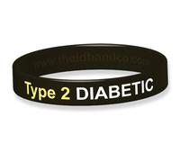 The ID Band Company Type 2 Diabetic Silicone Wristband - 18cm - Black B3273