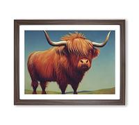 The Immense Highland Cow Framed Print | A2 Walnut Framed Wall Art | Ready to Hang | Modern Animal Picture | Living Room Bedroom Lounge Office