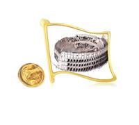 the in rome italy Golden Metal Flag Lapel Pin Badge