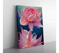 The Incomparable Flowers Pink, Purple, Blue Canvas Wall Art Print Ready to Hang, Framed Picture for Living Room Bedroom Home Office Décor, 76x50 cm (30x20 Inch)