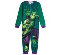 The Incredible Hulk Onesie For Boys Fleece Pyjamas All In One Sleepsuit Kids Marvel Pjs Zipped Nightwear Loungewear Green