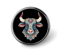 The Indian Bull Head Tattoo Cute Brooch Pin for Women Men Badge