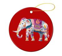 The Indian Elephant Round Decor Hanging Ornament 4 Pcs