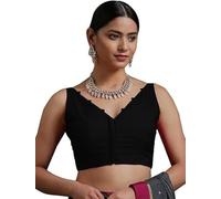 The India's Store Indian Bollywood Cotton Saree Blouses for Women Readymade Plain Choli Solid Top Sleeveless Black