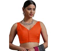 The India's Store Indian Bollywood Cotton Saree Blouses for Women Readymade Plain Choli Solid Top Sleeveless