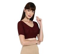 The India's Store Indian Bollywood Ethnic Wear Cotton Saree Blouse Women Readymad Plain Top V-Neck, Half Sleeve, Front Open Choli