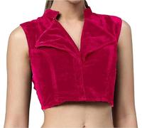 The India's Store Indian Bollywood Velvet Saree Blouse for Women's Stylist Top Collar Neck Sleeveless Choli Pink
