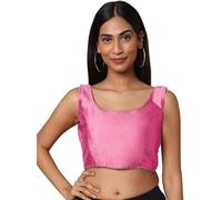The India's Store Women Dupion Silk Saree Blouse Bollywood Choli Sleeveless Back Open Readymade Stitched Top