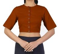 The India's Store Women's Stitched Saree Blouse for Women Indian Ethnic Tunic Cotton Top Readymade Bollywood Choli Half Sleeve Rust
