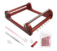 The Indivshow Large Wooden Beed Loom Set with 20g Seed Bead,Needle,Cotton Thread,Needle Threader,Tweezre and Some Small Accessories,Jewelry Tools for DIY Bracelet Making