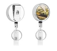 The Industrial Revolution Cute Retractable Metal ID Badge Holder Reel Clip Keychain for Office Work
