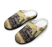 The Industrial Revolution Men's Cotton House Slippers | Memory Foam Slippers Closed Toe Slip On Home Shoes for Indoor Outdoor