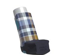 The Inhaler Tailor Classic Collection of Inhaler Cases - for Ventolin and Shorter Style Inhalers- Vegan Leather Case for Kids and Adults - Handmade in England (Navy Tartan, Shorter Style)