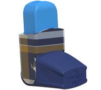 The Inhaler Tailor Easyhaler Cover in Over 30 Designs - Vegan Leather Inhaler Case for Kids and Adults - Handmade in England (Navy Tartan)