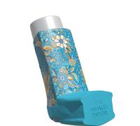 The Inhaler Tailor Flora Collection of Inhaler Cases - for Ventolin and Shorter Style Inhalers - Vegan Leather Case for Kids and Adults - Handmade in England (Blue Flower Bonanza, Shorter Style)