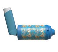 The Inhaler Tailor Spacer Cover in Over 30 Designs - Vegan Leather Spacer Case for Kids and Adults - Handmade in England (Blue Flower Bonanza, AeroChamber Plus Flow-Vu)