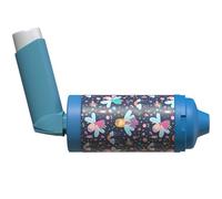 The Inhaler Tailor Spacer Cover in Over 30 Designs - Vegan Leather Spacer Case for Kids and Adults - Handmade in England (Fairies on Blue, AeroChamber Plus Flow-Vu)