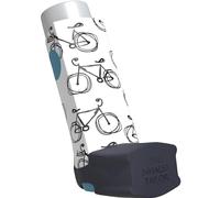 The Inhaler Tailor Sport Collection of Inhaler Cases - for Ventolin and Shorter Style Inhalers - Vegan Leather Case for Kids and Adults - Handmade in England (B&W Bicycles, Ventolin Style)