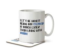 The Inky Penguin - Being My Stepdad is Easier Than Living with Mum - Dad Mug and Coaster, Ceramic, 11fl. oz.