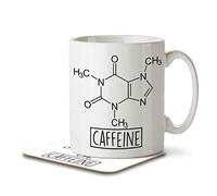 The Inky Penguin - Caffeine Chemistry Formula Design - Mug and Coaster, Ceramic, 11fl. oz.