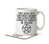 The Inky Penguin - Fire Burn and Cauldron Bubble. Witch's Brew - Mug and Coaster, Ceramic, 11fl. oz.