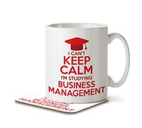 The Inky Penguin - I Can't Keep Calm I'm Studying Business Management - Student Mug and Coaster, Ceramic, 11fl. oz.