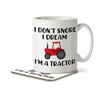 The Inky Penguin - I Don't Snore I Dream I'm a Tractor - Snoring Mug and Coaster, Ceramic, 11fl. oz.
