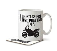 The Inky Penguin - I Don't Snore, I Just Pretend I'm a Motorbike - Snoring Mug and Coaster, Ceramic, 11fl. oz.